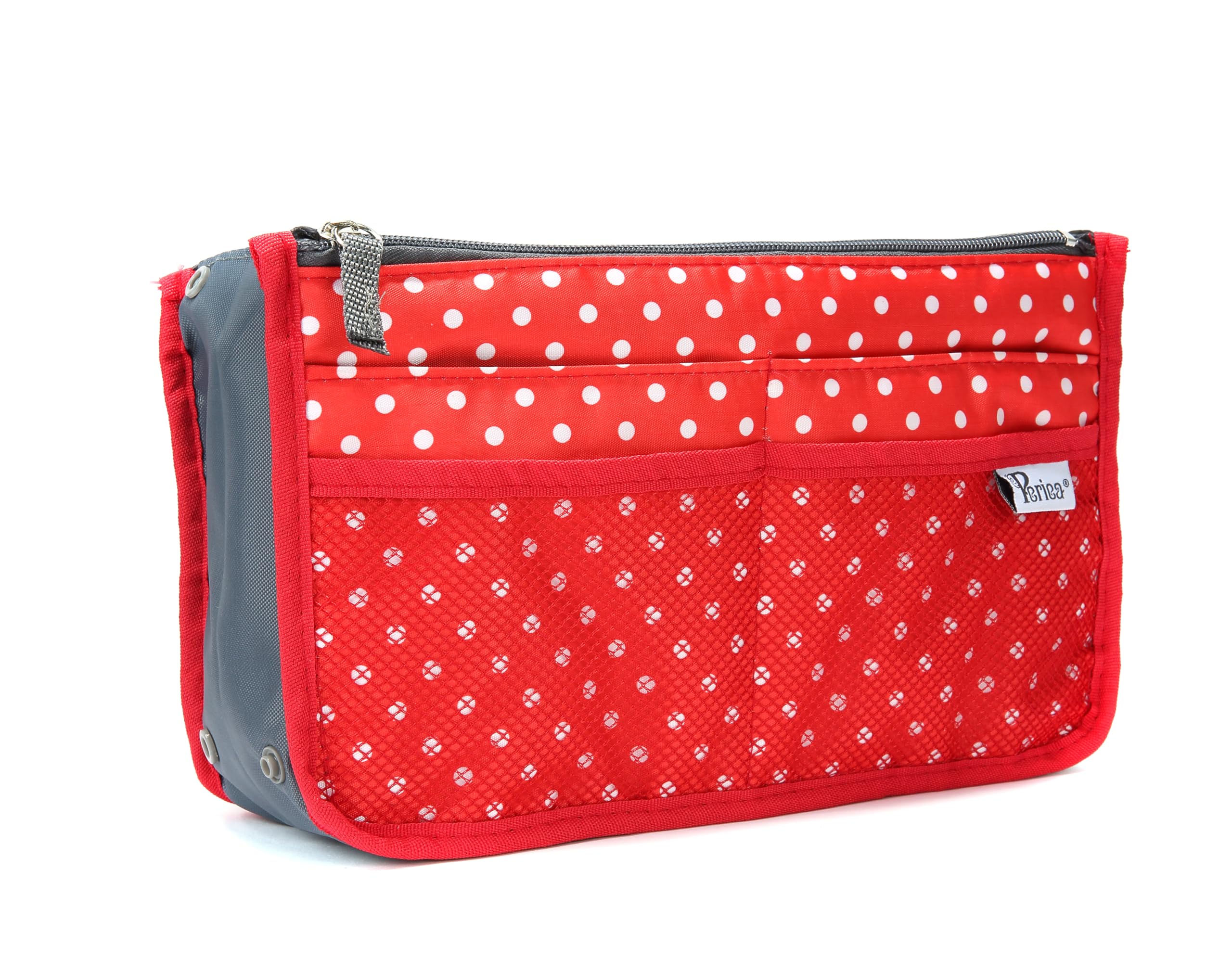 Periea Chelsy Handbag Organiser Insert (Red with White Polka-dots, Medium)