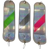 KOKOPROS 11 Inch Salmon Flashers 3 Pack - Hot Pink, Green Stripe &amp; Chrome - 360-Degree Rotation for Salmon &amp; Trout Fishing - Heavy-Duty Hardware, Easy to Use
