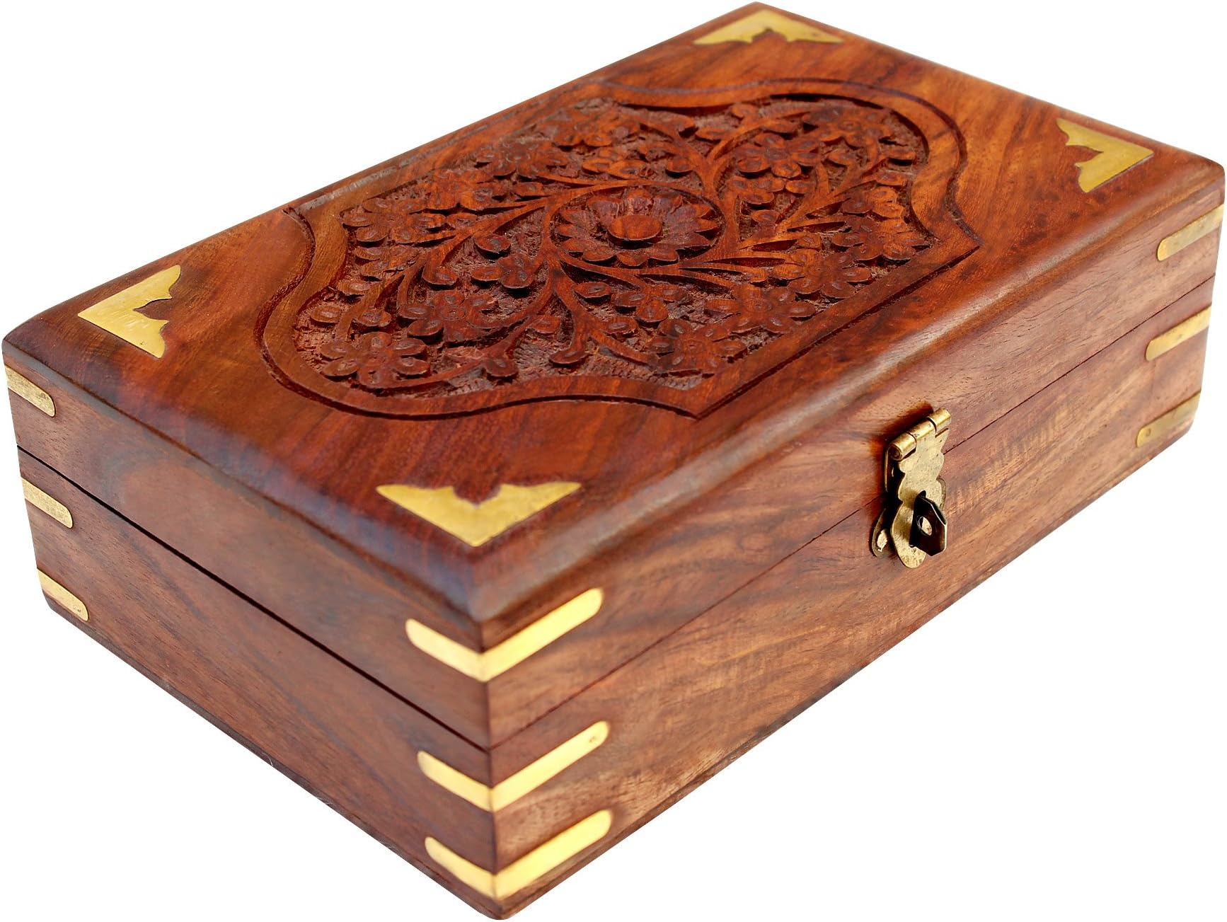 ITOS365 Handmade Wooden Jewellery Box for Women Jewel Organizer Hand Carved Carvings Gift Items