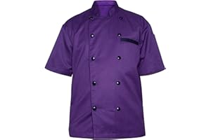 TROZ Unisex for Chef Jacket Short Sleeve,Food Service, Caterers, Bakers(Color : Black Multi contrast piping, Size : S-6XLarge)