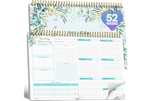 Ensight Undated Weekly Planner Notepad Easy Tear Off To Do List 8.5x12" – 52 Week Calendar & To Do List for Planning with Easy Tear off Sheets – Used for Goal, Schedule & Habit Tracking (Floral)