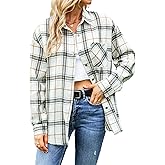 Tiko Miko Flannel Shirts for Women Oversized Plaid Soft Flannel Button Down Shirt Blouses