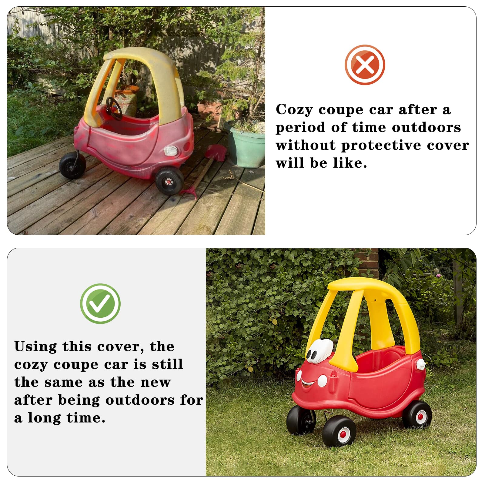 Tonhui Waterproof Cover for Cozy Coupe Truck Ride-On Car, Toddler Car Push & Buggy Cover - Outdoor Sun, Dust & Snow Protection