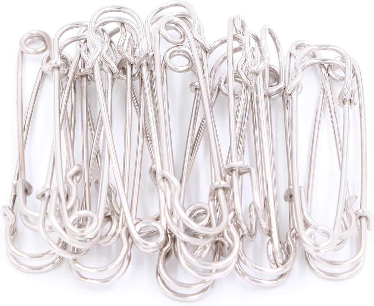 LeBeila Large Safety Pins 20pcs, Bright Silver Strong Blanket Pins in