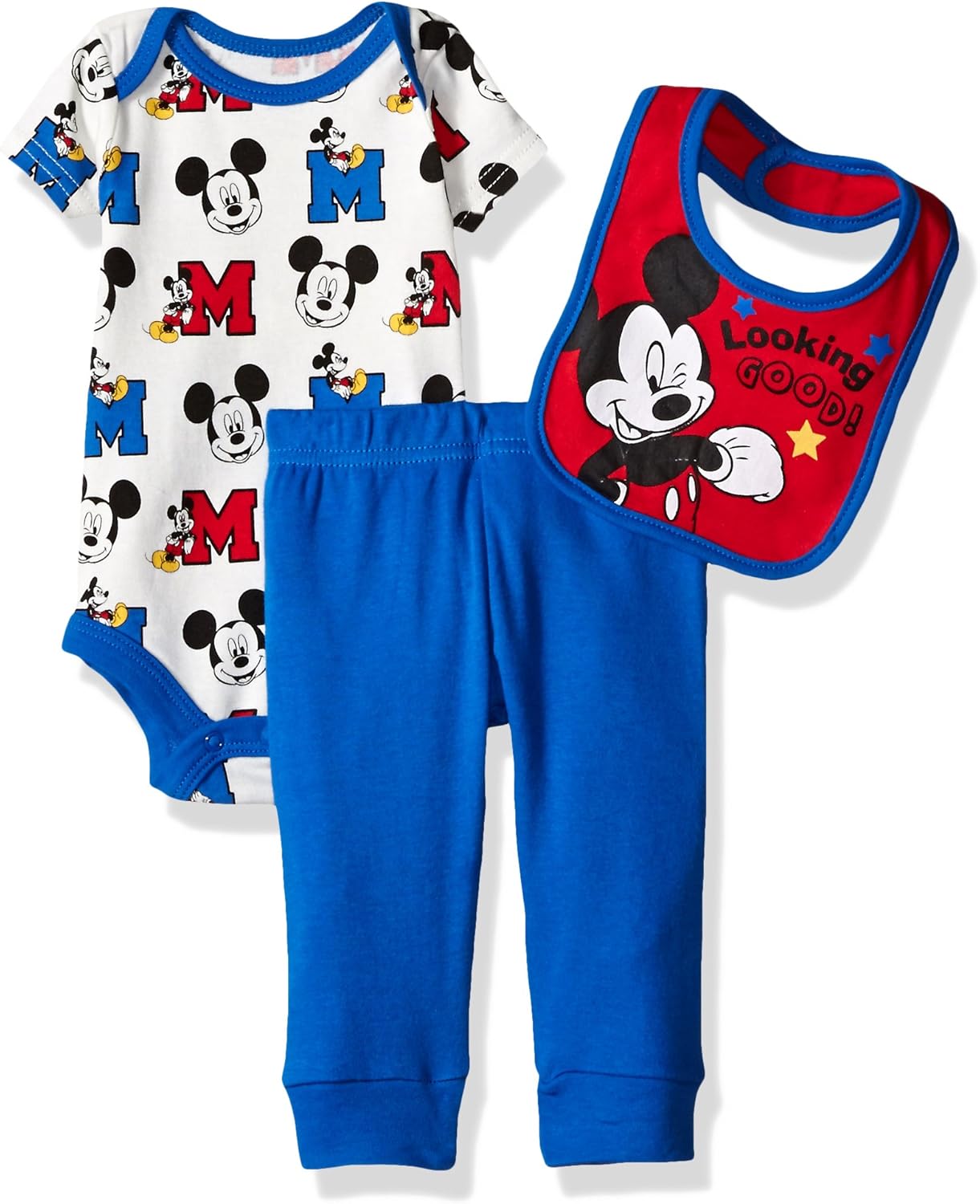 Disney Baby Boys' 3 Pack Mickey Mouse Bodysuit, Blue, 3/6