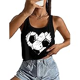 Baseball Mom Tank Tops Women: Baseball Crop Tank Funny Baseball Heart Graphic Game Day Crop Sleeveless Tops