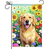 BlissYard Spring Garden Flag 12x18 Inch Double Sided Cute Golden Retriever Seasonal Welcome Small Flags For Outside Outdoor Decor Yard Farmhouse Holiday Spring Summer Decorations Yard Flags