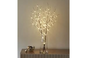LITBLOOM Lighted Brown Willow Branches 32IN 100 LED with Timer Battery Operated, Tree Branch with Warm White Lights for Holiday Christmas Decoration Indoor Outdoor Use