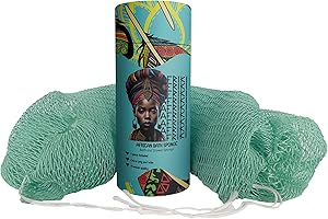 AFRIKI African Net Sponge, Authentic African Exfoliating Sponge, Black Owned, Back Scrubber, 45 inch Long for Normal to Sensitive Skin, for Daily use, Original Collection