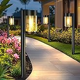 Mancra 10 Pack Solar Pathway Lights, Solar Lights Outdoor Metal Glass Path Lighting for Landscape Garden Yard Lawn Walkway Dr
