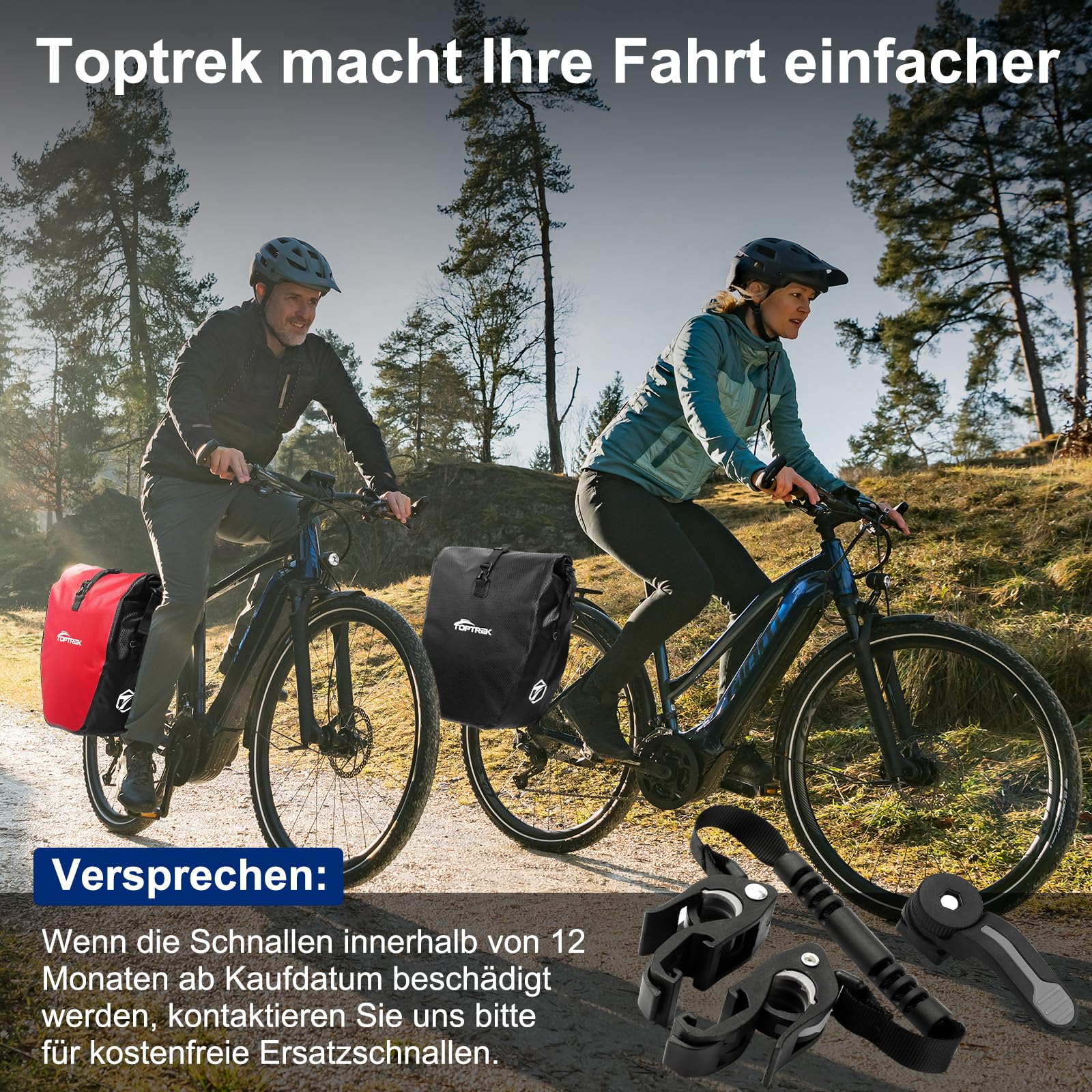 toptrek Fahrradtaschen für Gepäckträger, 23-28L Fahrradtasche Gepäckträger Wasserdicht, Gepäckträgertasche mit Reflektoren, Fahradtaschen Hinten Gepäckträger mit Tragegriff und Schultergurt 7