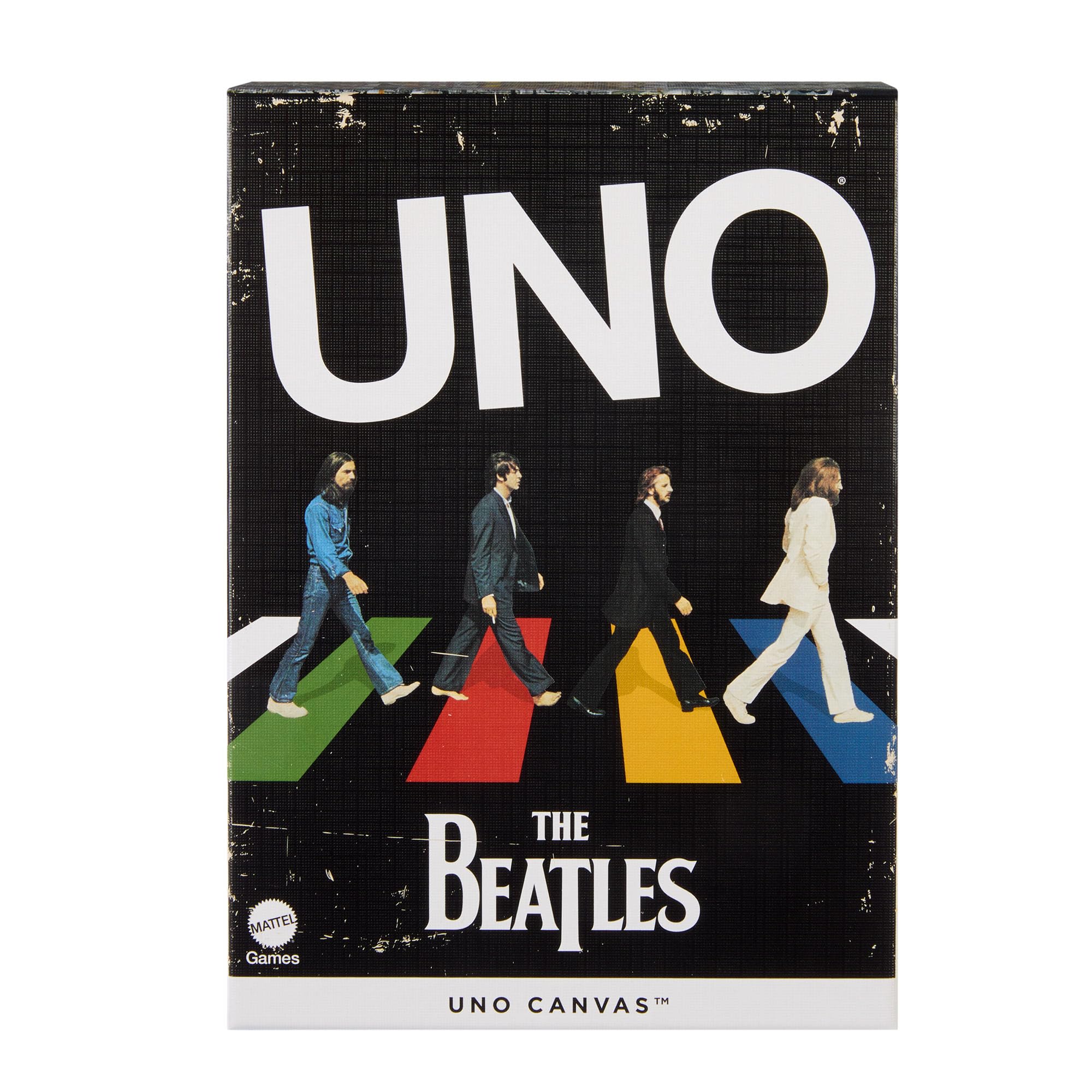 Mattel Games UNO Canvas The Beatles Card Game for Kids, Adults & Family Night with Graphics & Images Inspired The Beatles, Music Collectible, HYH42