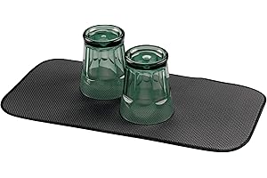 iDesign iDry Fabric Mini Kitchen Countertop Absorbent Dish Drying Mat, 18" x 9" - Black