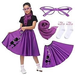 Rabtero Kids Sock Hop Costume, Girls 1950s Dress