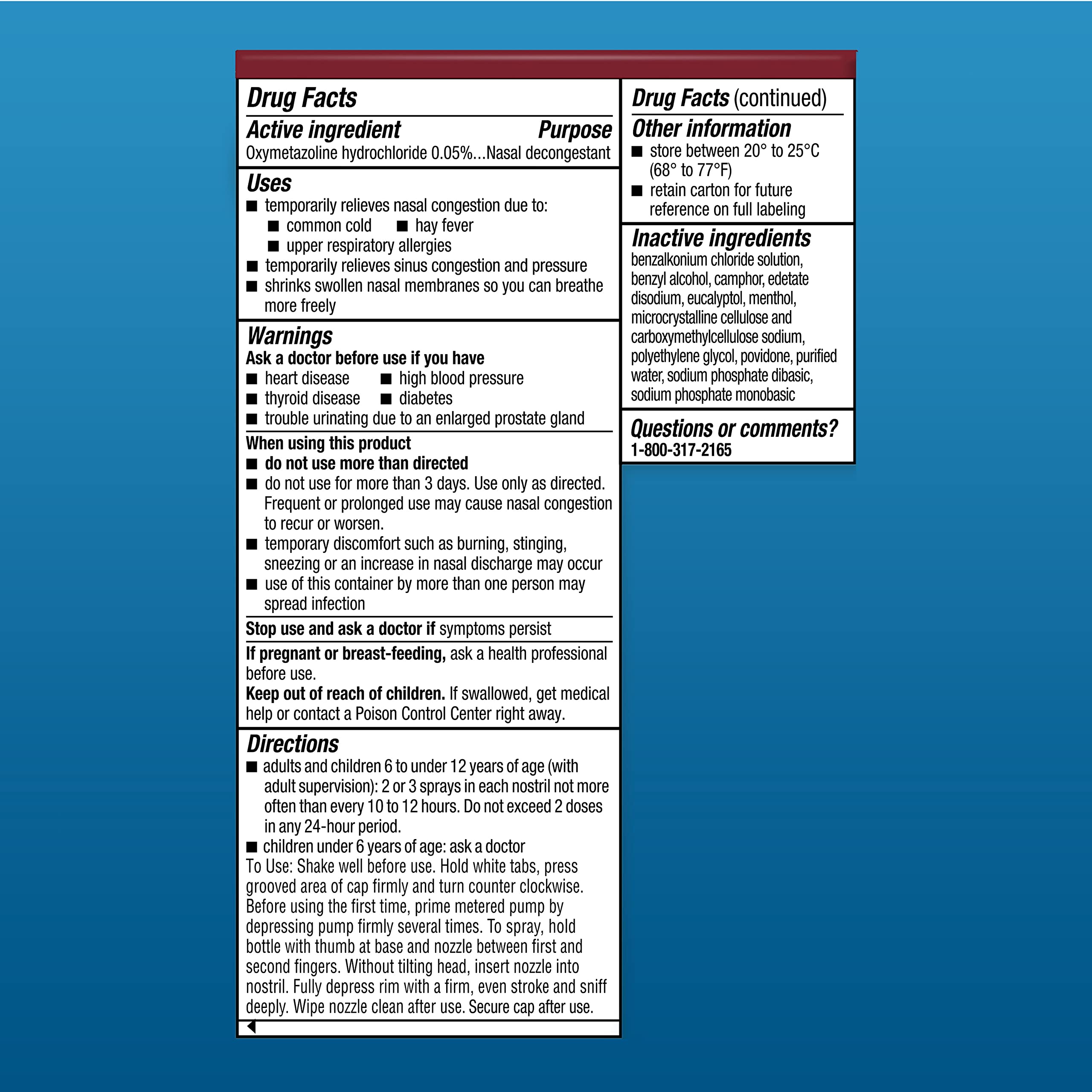 Afrin Allergy Sinus Nasal Spray - Fast and Powerful Nasal Decongestion From Allergies, For Adults and Children 6 Years and Older, 0.50 Fl Oz (Pack of 1)
