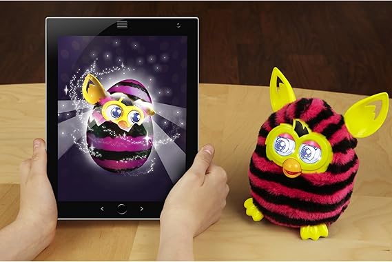 pink and black striped furby