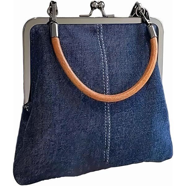 Amazon.com: Denim Purses For Women Kiss Lock Purses And Handbags
