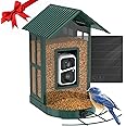 SOLIOM BF08- Metal Solar Bird Feeder Camera with AI Identify Bird Species, Wild Bird Watching Cam, Live View, Instant Notifications with 5W Solar Panel(Green)