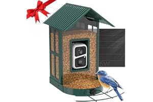 Soliom Bird Feeder with Camera, 2K HD Live Video, AI Identify 11,000+ Birds, 5W Solar Powered, Color Night Vision, Durable Me
