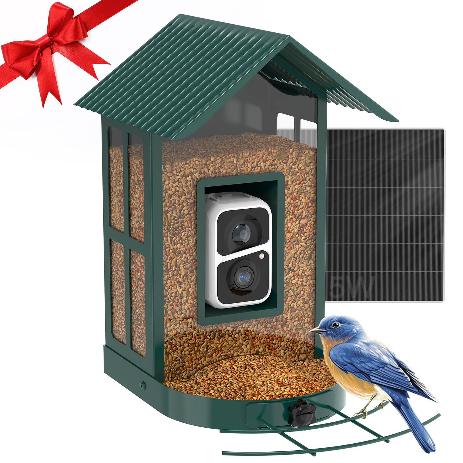 Photo 1 of SOLIOM BF08- Metal Solar Bird Feeder Camera with AI Identify Bird Species, Wild Bird Watching Cam