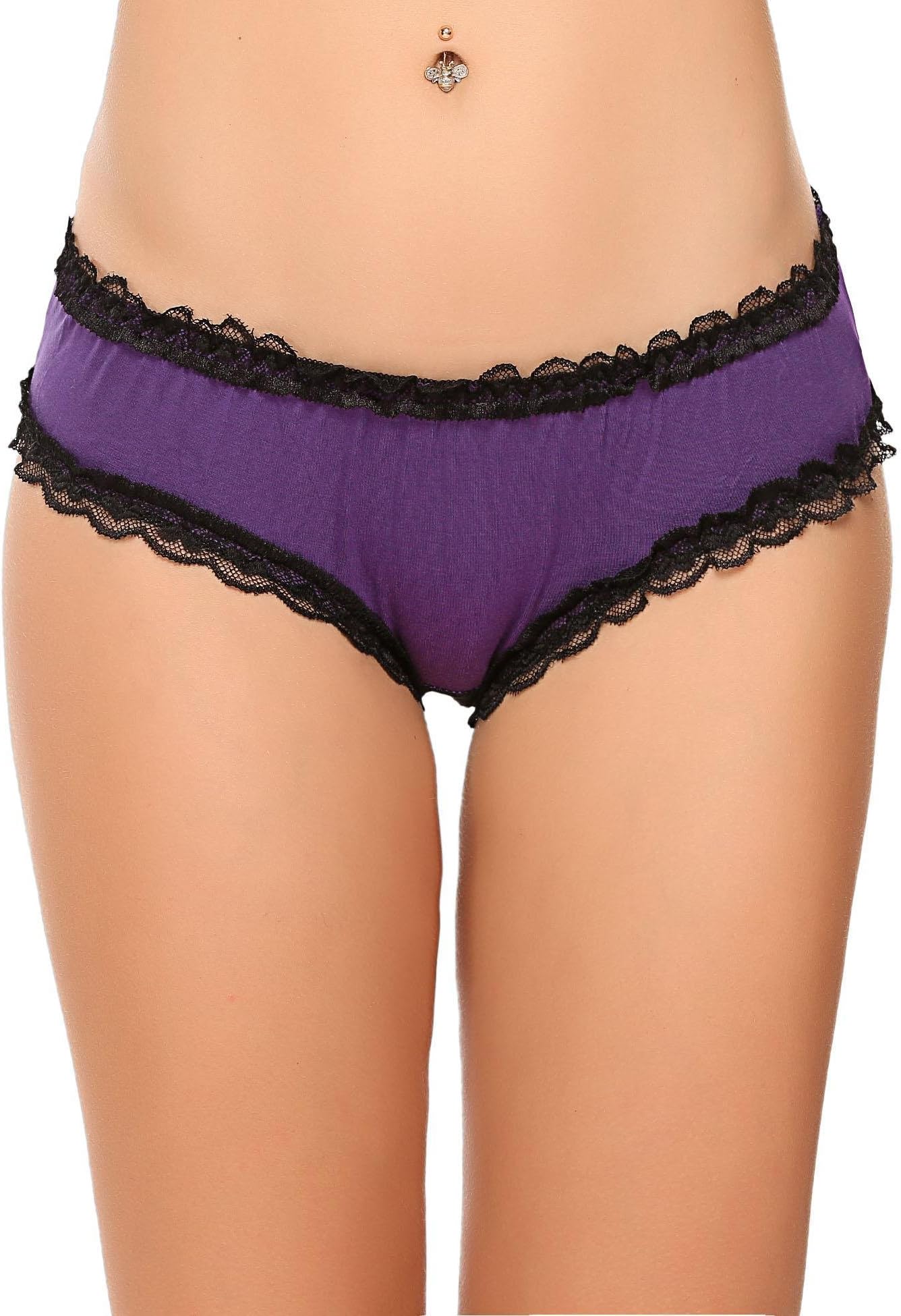 Adomer Women's Sexy Lace Panty Crotchless Knickers Underwear Lingerie Briefs Ladies Panties Purple