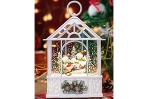 SINOFAYAR Christmas Snowman Snow Globe Light up Lantern with 8 Songs, 9.84" Christmas Snow Globes for Kids Adults, 6H Timer & Dual Power, Snowglobes Christmas Decorations Indoor for Home, Gifts for Women Men