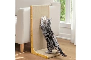 Conlun Cardboard Cat Scratcher,23 Inch L Shape Scratch Pad Wall Mounted,Vertical Scratching Board, Durable Cardboard to Protect Furniture for Indoor Cats,Wood Grain Large