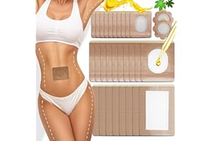 MOTEFOUS Castor Oil Pack Wrap Patch - Organic Cotton Castor Oil Belly Button Patch, Disposable Self-Adhesive Abdominal Pads, Portable Anti Leakage High Absorbent Multiple Sizes Patch for Multi-Area Use 30Pcs