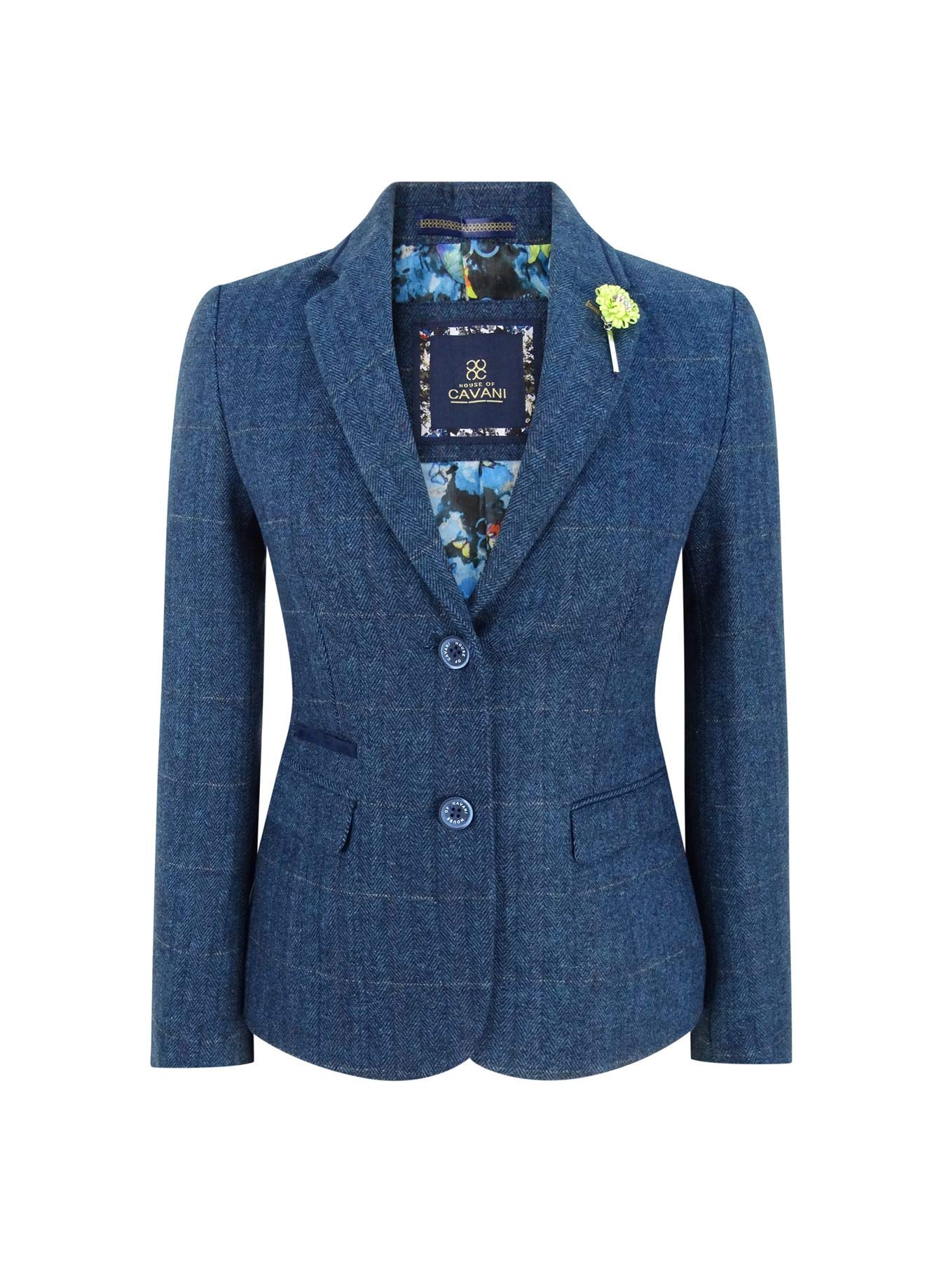 Buy Women Navy Blue Blazer Tweed Check 1920's Blinders Tailored Fit