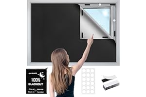 420D Blackout Curtains for Bedroom, 300x145 cm Portable Blackout Blinds with 12 Hook and Loop & 18 Adhesive for 100% Black-Ou