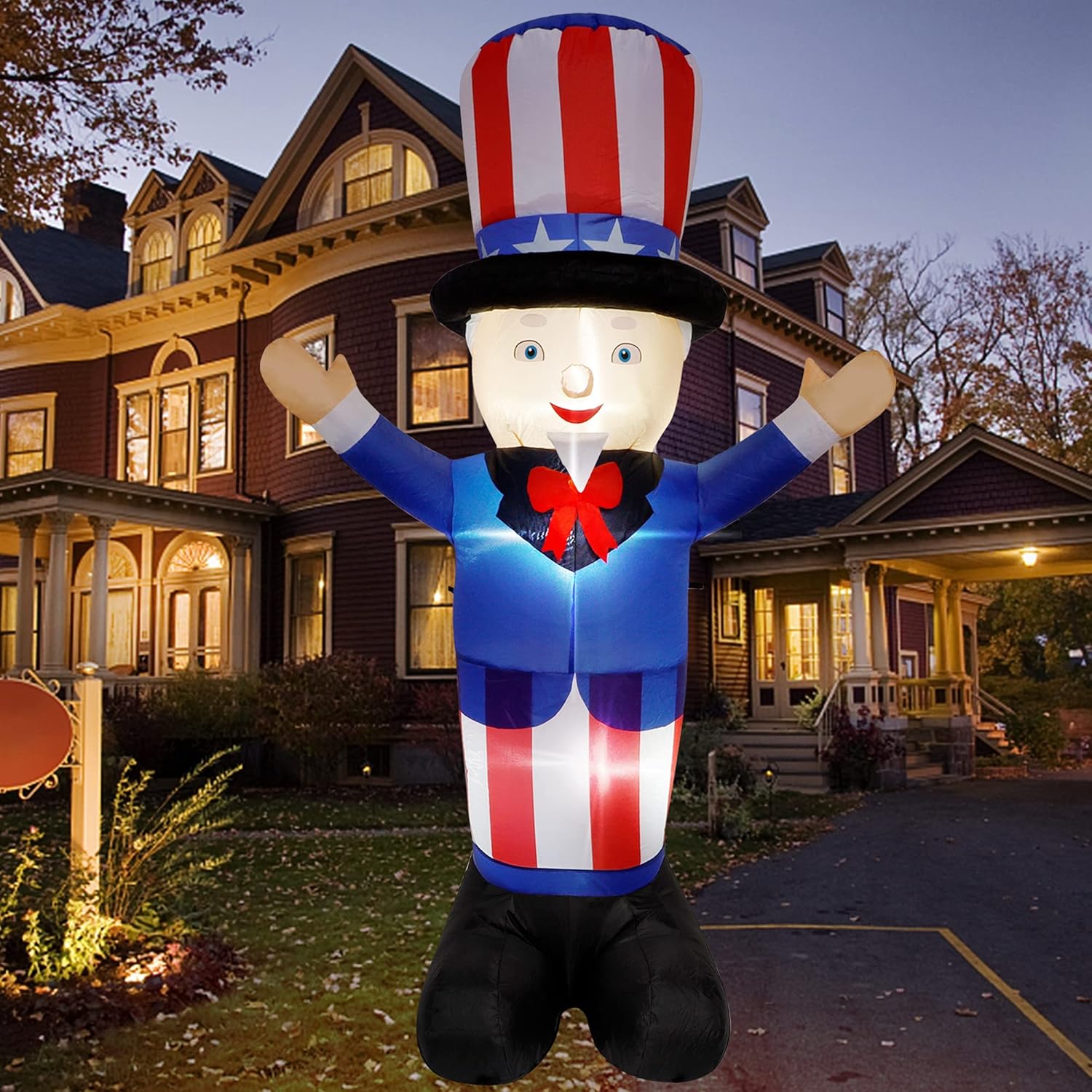 winemana 6 FT Giant Patriotic Inflatable Uncle Sam, Independence Day 4th of July Decorations, Built-in LED Lights, Perfect for Indoor Outdoor Holiday Home Celebration Garden Yard Photo Prop: Garden & Outdoor