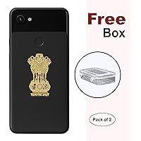 AEON METAL STICKER 24K Gold Plating Satyamev Jayate Stickers for Handbag, Laptops, Phones, Lockers, Notebooks, Hard-disk(Gold) - Pack of 2