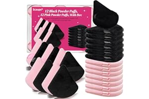 Scaups 24Pcs Black and Pink Powder Puff, Triangle Powder Puffs, Powder Puffs for Makeup and Cosmetic Foundation