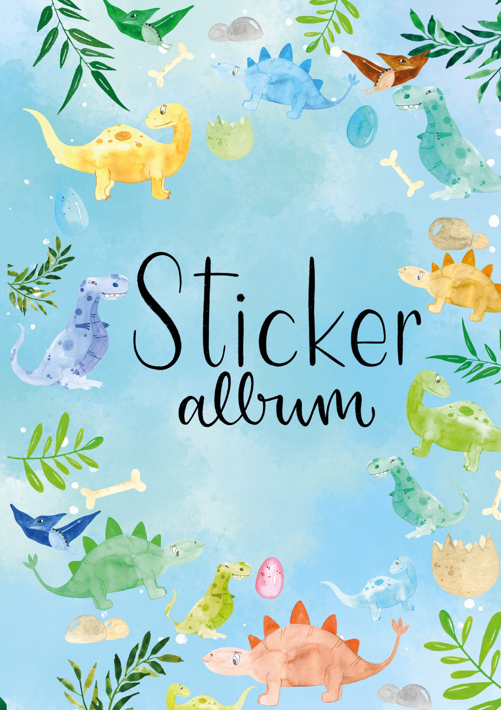 Avery Zweckform 57793 Dino Sticker Album with 16 Blank Pages (A5 Sticker Book for Children, Boys, Album for Collecting, Dinosaur Stickers Scrapbook, Silicone Paper Blank, Children's Birthday, Gift