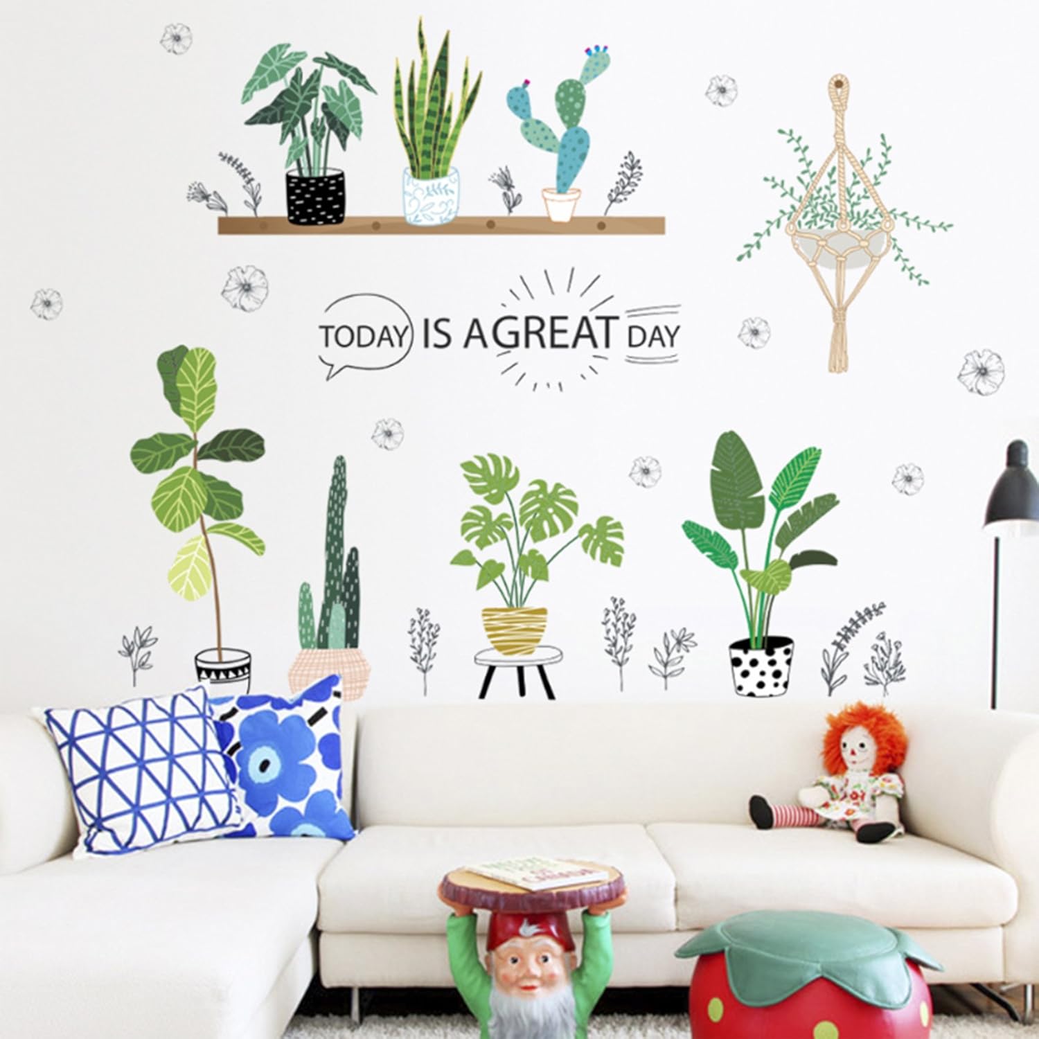 HorBous Plants Wall Stickers Art Decor Wall Decal Wall Art Sticker for Bedroom Home, Multicolor - Image 4