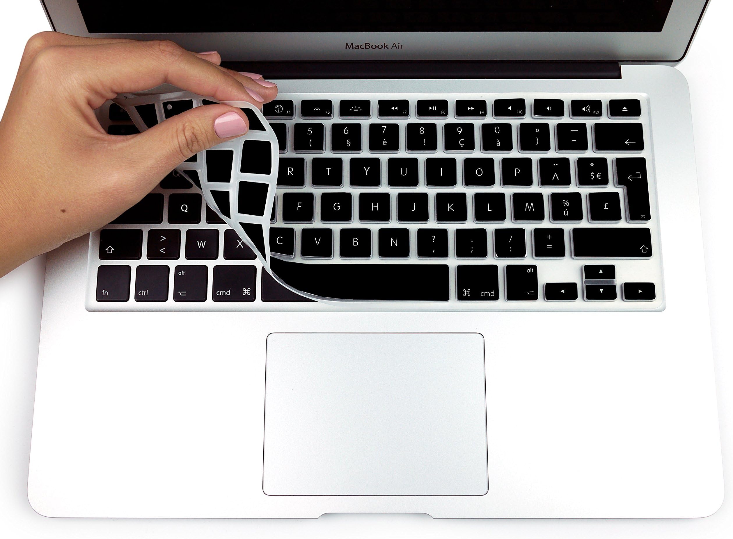 MyGadget Keyboard Cover for Apple MacBook Air 13 Pro Retina 13 inch & 15" - Ultra Thin Silicone Protector AZERTY - Protective Skin Slim Cover Film Black
