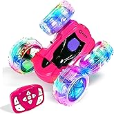 Contixo SC3 RC Stunt Car, Pink 2.4GHz 4WD Double-Sided 360° Rotating flip Racer Remote Control Toy Cars with LED Lights for Kids Girls Boys Age 4-12 Birthday Gift