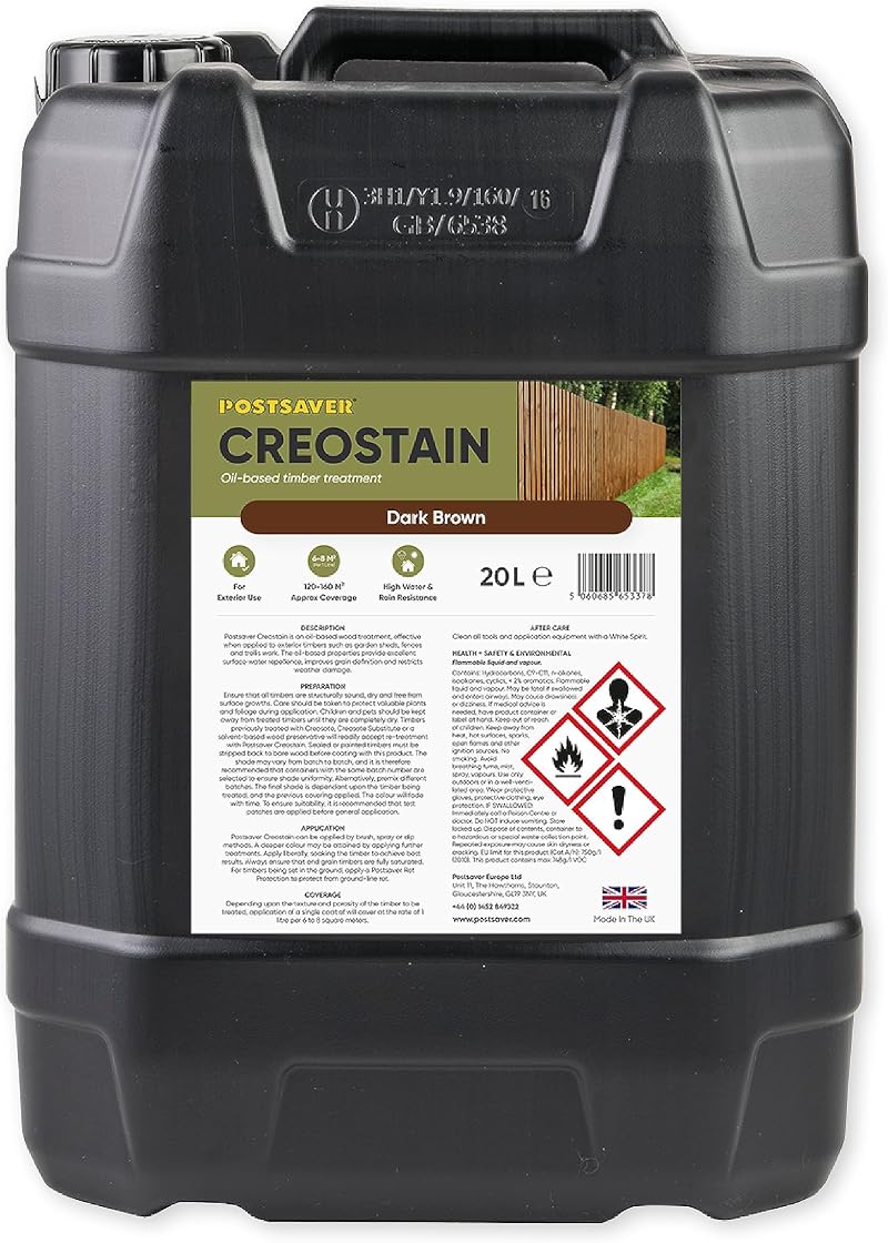POSTSAVER Creostain Dark Brown Oil Wood Stain Preserver Creosote Substitute 20L