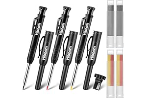 Hiboom 3 Pack Carpenter Pencil with 24 Refills (Red, Black, Yellow), 2.8 mm Heavy Duty Construction Pencil Built in Sharpener