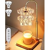 Blansong Candle Warmer Lamp Electric Candle Lamp Warmer Adjustable Height Angle with Dimmer and Timer Quadruple Diamond Texture Shape for Home Decor Wax Melts for Jar with 2 Bulbs