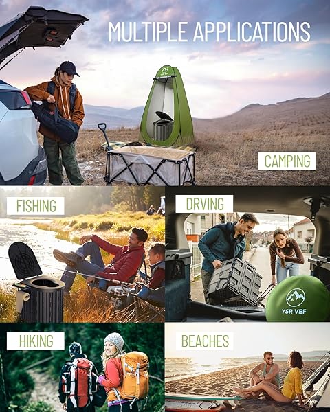 CAMPING TOILET WITH POP-UP PRIVACY TENT AND LIQUID WASTE GEL, PORTABLE TOILET FOR CAMPING WITH LARGE TENT, ERGONOMIC POTTY PROVIDES ENHANCED COMFORT, SUITABLE FOR ALL AGES