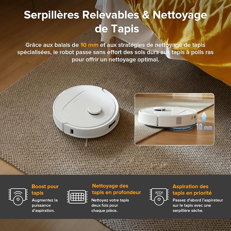 QV 35A Set Aspirateur Robot Laveur, 8000Pa, Anti-enchevêtrement