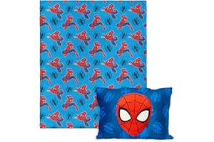 Northwest Marvel Spider-Man Web All Over Silk Touch Throw Blanket 50" x 60" with 3D Plush Pocket Pillow 14" x 20", Spiderman Blanket and Pillow Set for Boys and Girls