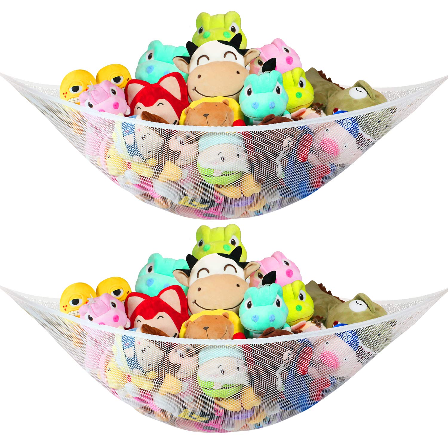 [2 Pack]Jumbo Toy Hammock for Stuffed Animals Durable Plush Toys Organizer Storage Net, Easy to Install, Large, Expands to 5.9 Feet