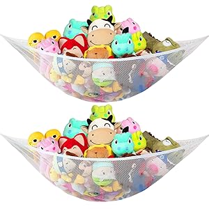[2 Pack]Jumbo Toy Hammock for Stuffed Animals Durable Plush Toys Organizer Storage Net, Easy to Install, Large, Expands to 5.9 Feet