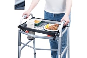 BAGSFY Walker Tray for Folding Walkers with Cup Holder – Hard Tray Table for Seniors,Easy Install, Universal Fit Walker Accessory for Meals, Drinks, Reading, Laptop