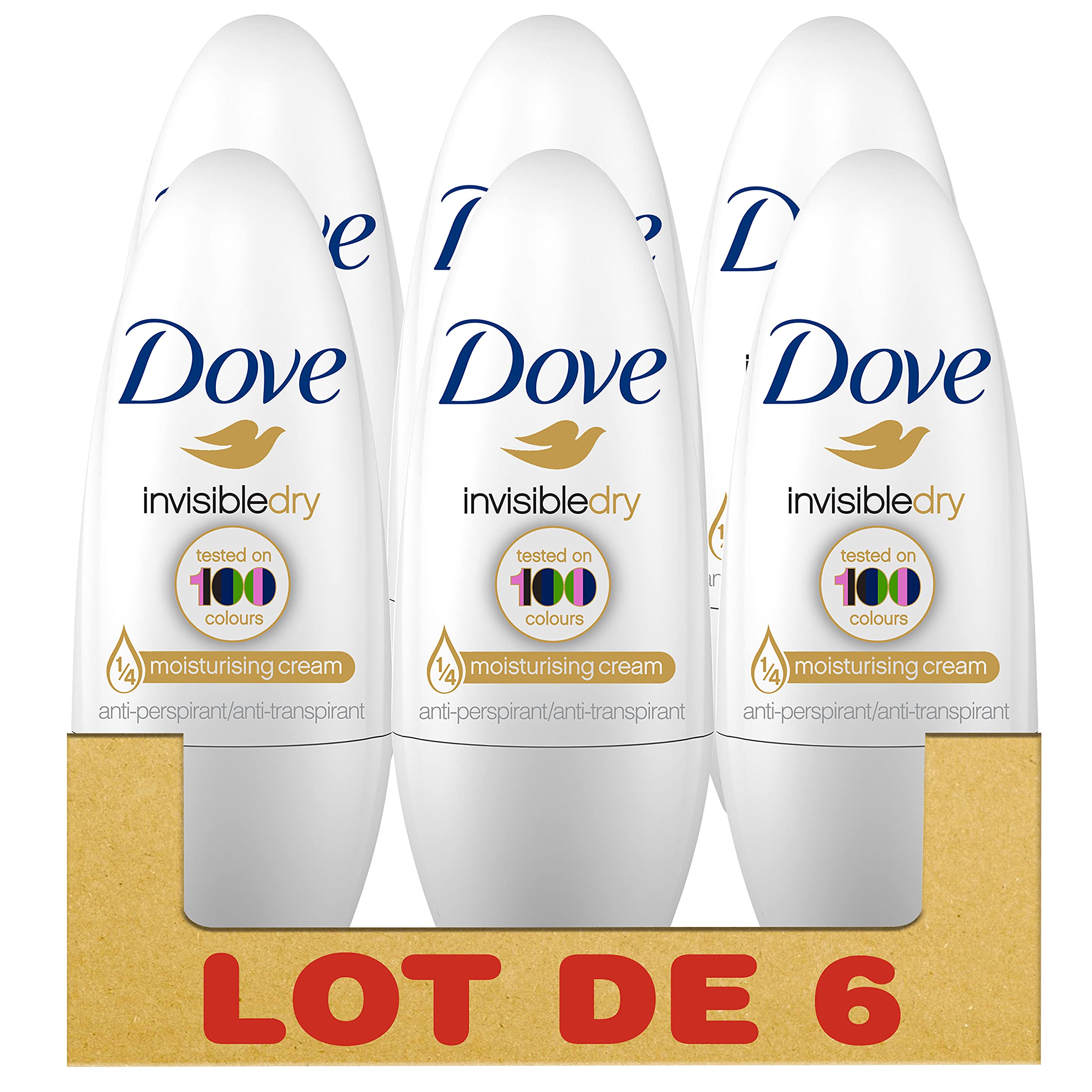 Dove Invisible Dry Anti-Perspirant Deodorant Roll-On, 50 ml, Pack of 6