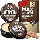 FEBOTE 2 Pack Biotin Beard Balm Set for Men – Natural & Sandalwood Butters – Non-Itchy, Moisturize, Strengthen & Shape Beards – Grooming Gift Set for Father's Day, Anniversaries, Christmas