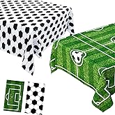 2 Pcs Mixed Soccer Table Cloth Plastic Decorations Tablecloth Disposable Sports Theme Covers for Birthday, Outdoor Picnic, Party Supplies 54 x 108 In