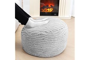 Asuprui Round Pouf Ottoman Stuffed Home Pouf Ottoman Foot Rest Foot Stool Poufs for Living Room Boho Home Decor Foldable Floor Chair Storage for Living Room, Bedroom